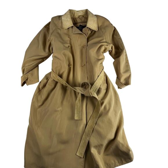 Terry Lewis Classic Luxuries Womens Khaki Water Repellent Trench Coat 1X - Picture 1 of 7